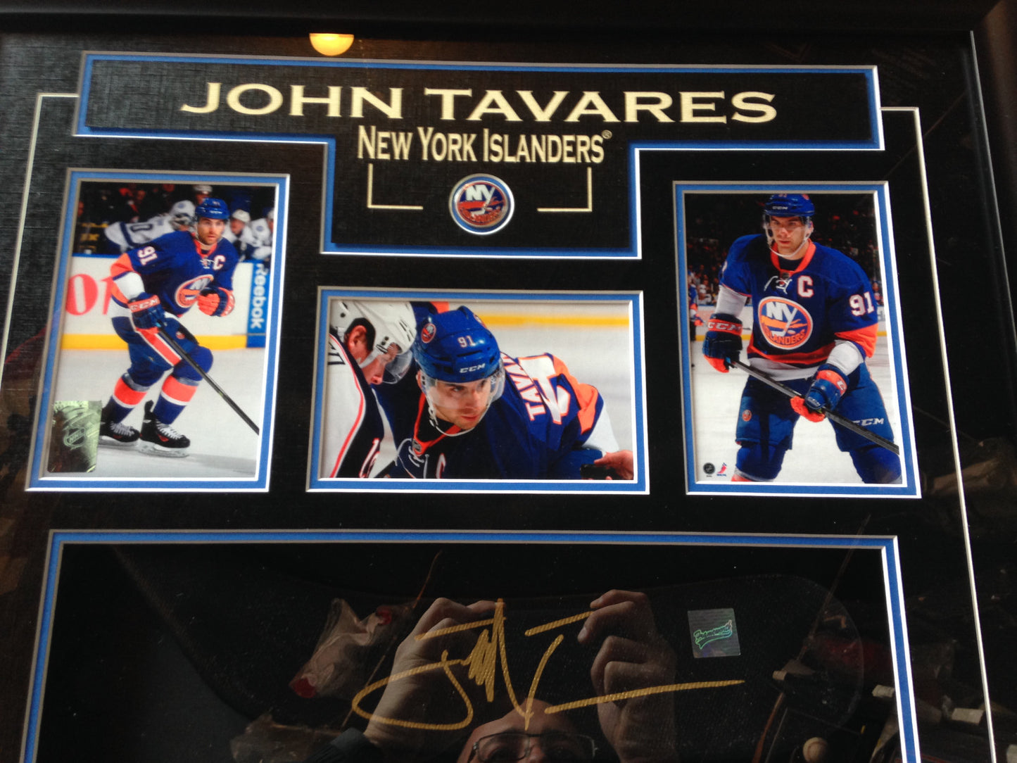 John Tavares Signed hockey stick blade shadowbox collage auto frameworth COA