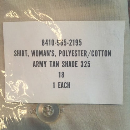 Army Woman’s Shade Shirt Tan Original war Sealed 18 325 Cotton Polyster Rare New