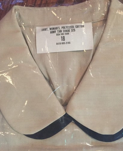 Army Woman’s Shade Shirt Tan Original war Sealed 18 325 Cotton Polyster Rare New