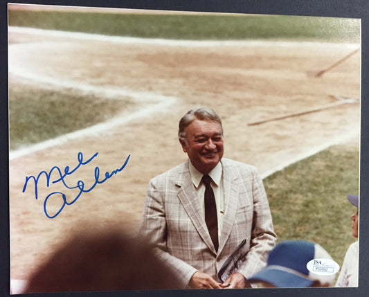 Mel Allen Signed 8x10 Photograph Yankees HOF announcer BOLD Autograph JSA COA