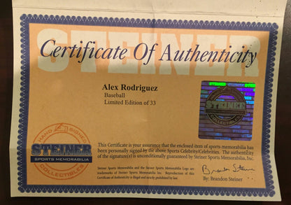 Alex Rodriguez hand Signed official mlb Stat Baseball LTD 1/33 Auto Steiner COA