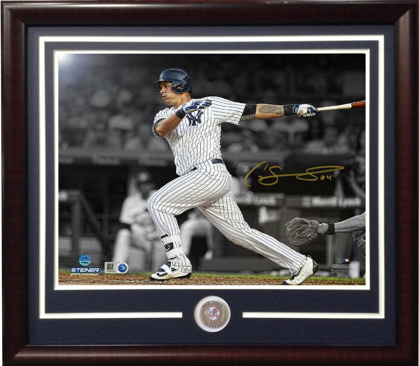 Gary Sanchez Yankees signed 8x10 Metallic photo Gold ROOKIE auto framed Steiner