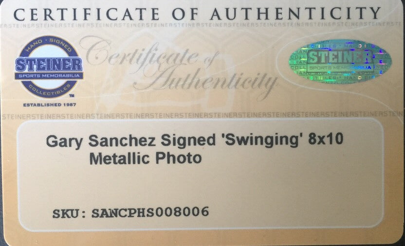 Gary Sanchez Yankees signed 8x10 Metallic photo Gold ROOKIE auto framed Steiner