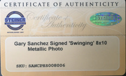 Gary Sanchez Yankees signed 8x10 Metallic photo Gold ROOKIE auto framed Steiner