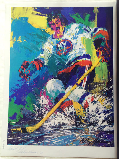 Jude Drouin Islanders Leroy Neiman hand signed 10 color keys litho INS auto COA