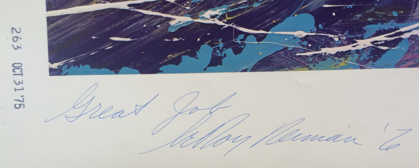 Jude Drouin Islanders Leroy Neiman hand signed 10 color keys litho INS auto COA