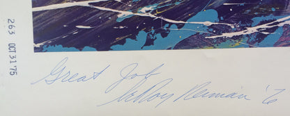 Jude Drouin Islanders Leroy Neiman hand signed 10 color keys litho INS auto COA