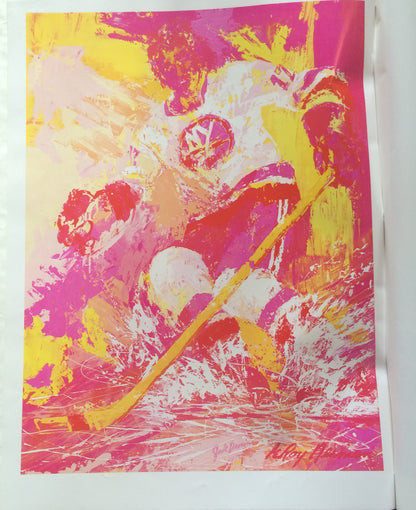 Jude Drouin Islanders Leroy Neiman hand signed 10 color keys litho INS auto COA