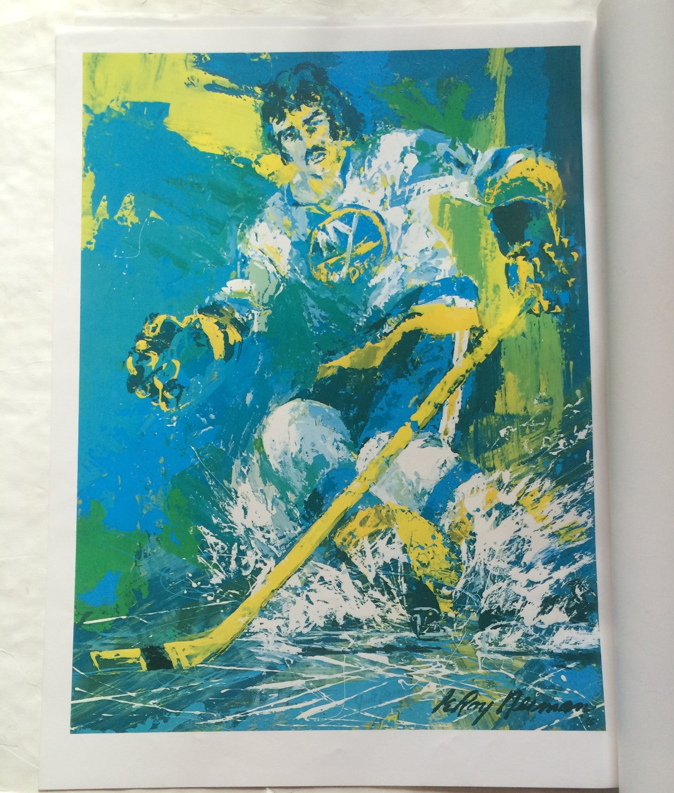 Jude Drouin Islanders Leroy Neiman hand signed 10 color keys litho INS auto COA