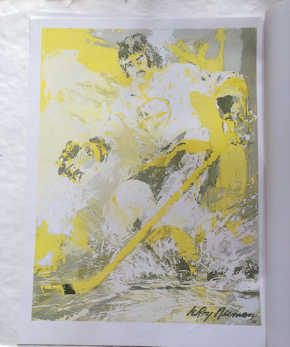 Jude Drouin Islanders Leroy Neiman hand signed 10 color keys litho INS auto COA