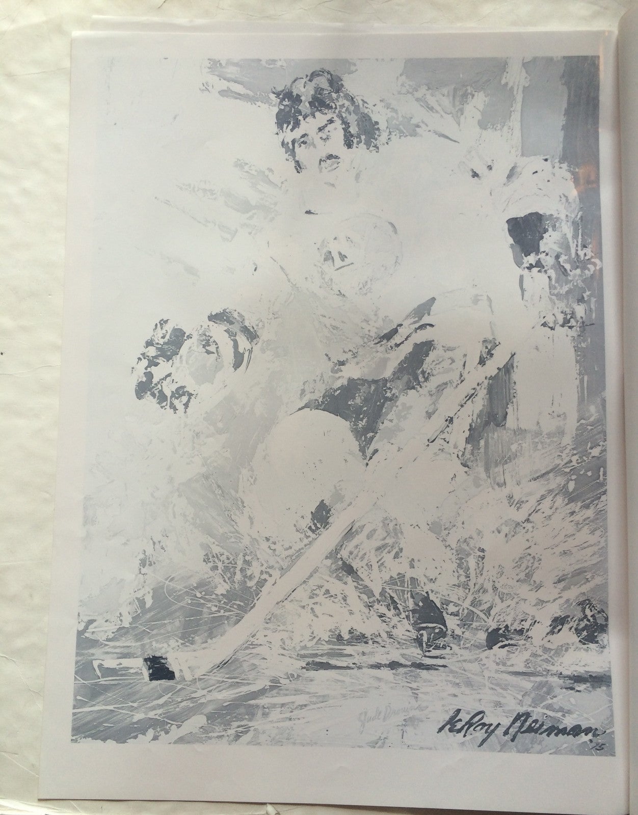Jude Drouin Islanders Leroy Neiman hand signed 10 color keys litho INS auto COA