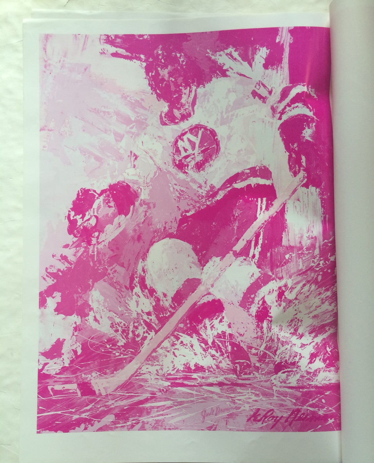Jude Drouin Islanders Leroy Neiman hand signed 10 color keys litho INS auto COA