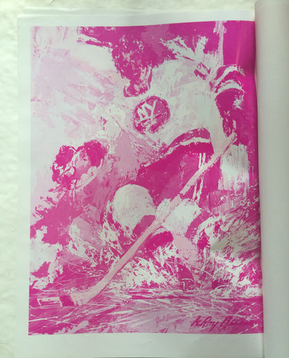 Jude Drouin Islanders Leroy Neiman hand signed 10 color keys litho INS auto COA