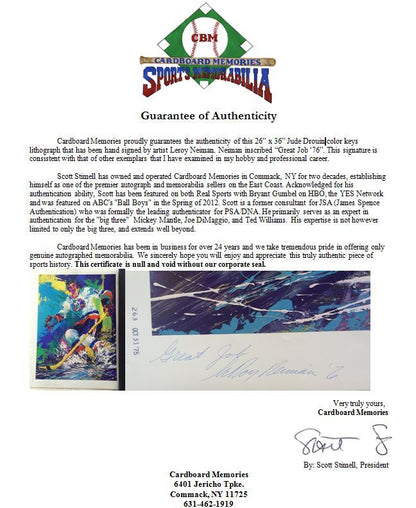 Jude Drouin Islanders Leroy Neiman hand signed 10 color keys litho INS auto COA