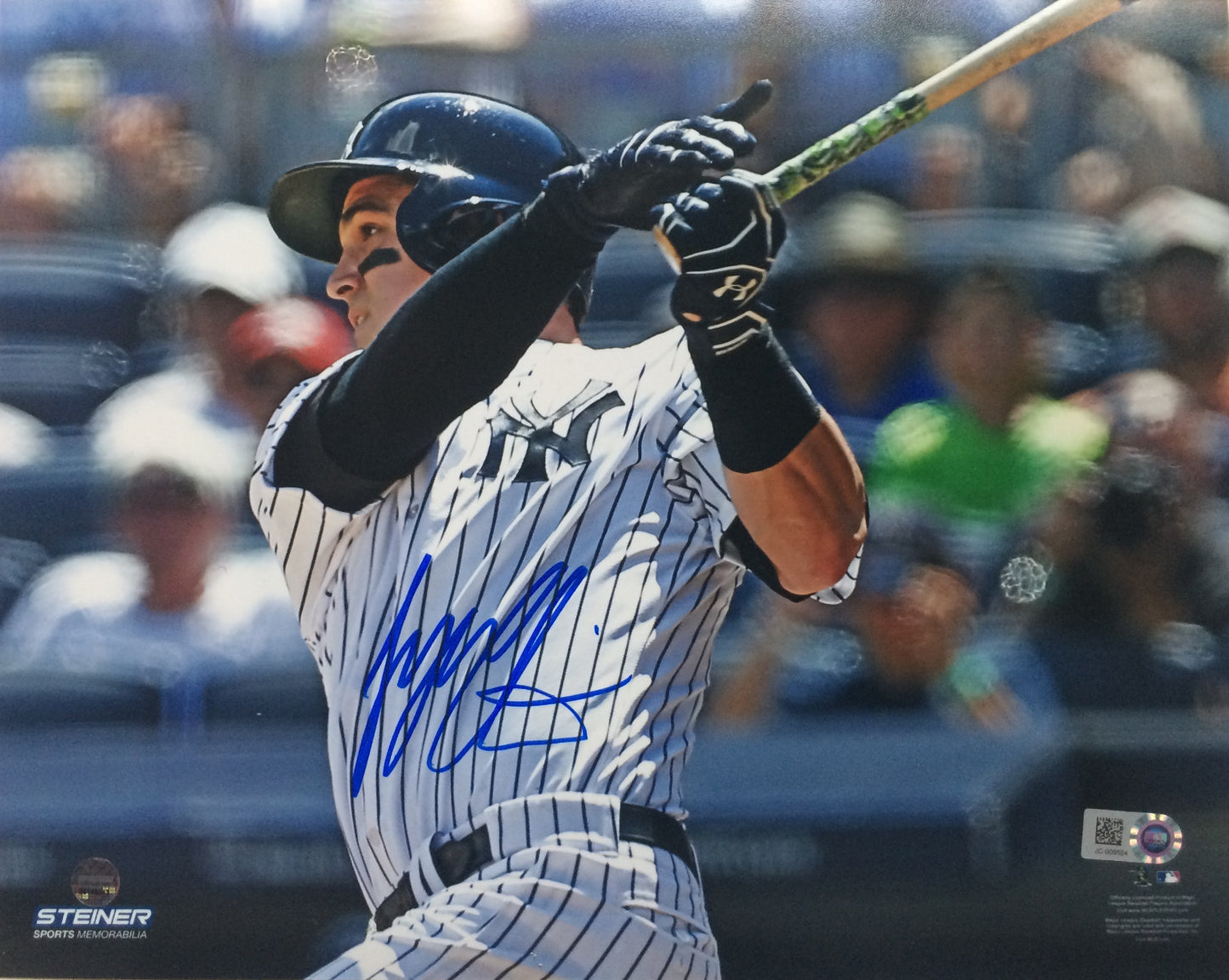 Tyler Austin signed 8x10 photo Yankees Rookie 1st MLB AT BAT HR auto Steiner COA