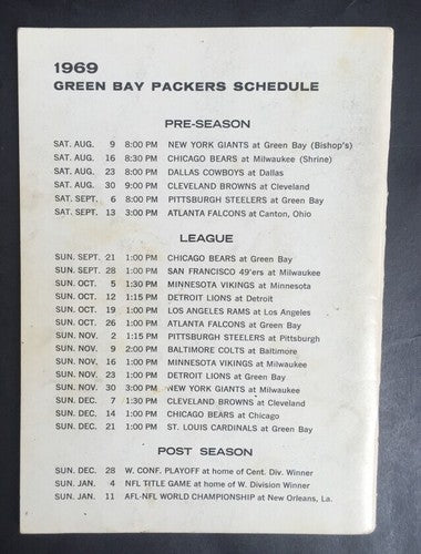 Green Bay Packers 1969 Media Guide Press Book Yearbook Ray Nitschke Bart Starr