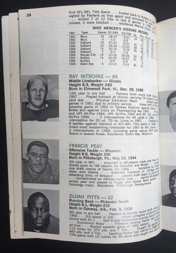 Green Bay Packers 1969 Media Guide Press Book Yearbook Ray Nitschke Bart Starr