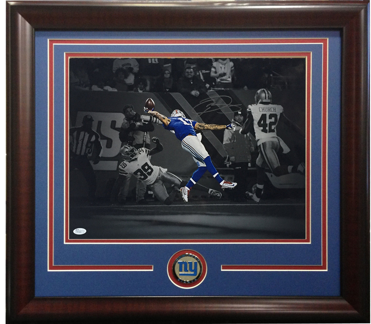 Odell Beckham Jr Signed 16x20 Spotlight Photo framed Catch Auto JSA Giants Rams