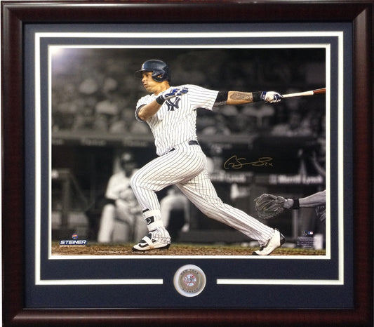 Gary Sanchez signed 16x20 spotlight photo framed Yankees coin auto Steiner COA