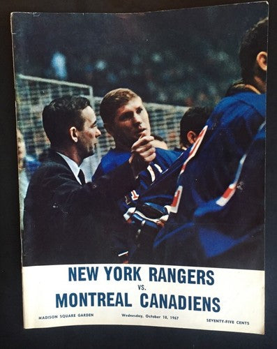 Ny Rangers Vs Canadiens Oct 18 1967 Program Nm Msg