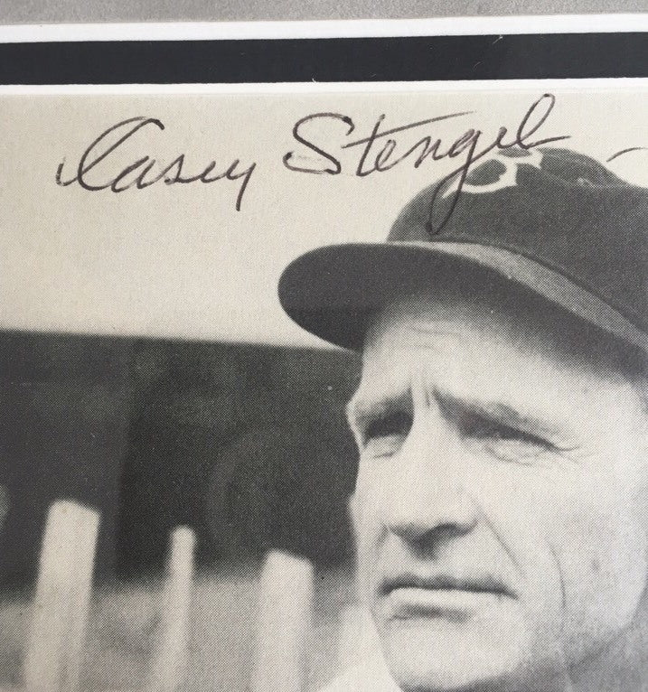 CASEY STENGEL SIGNED 7x9 PHOTO Brooklyn Dodgers Hof Auto Museum Framed PSA Coa