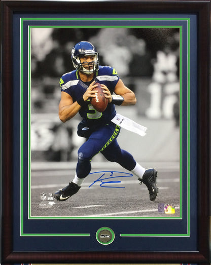 Russell Wilson signed 16x20 photo framed Seahawks coin mint autograph holo COA