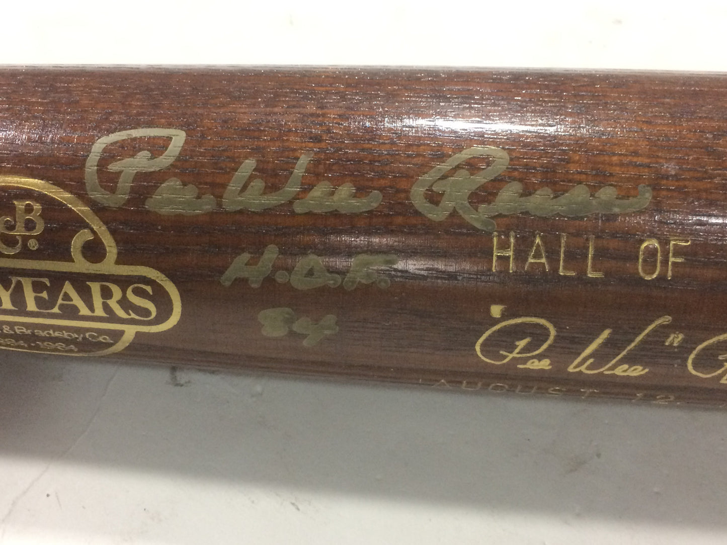 Pee Wee Reese Dodgers signed LS 100th Logo baseball bat HOF 84 Autograph JSA LOA