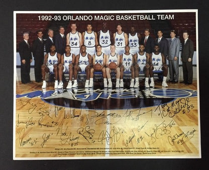 1992-93 ORLANDO MAGIC BASKETBALL 8X10 TEAM PHOTO SHAQUILLE ONEAL Rookie
