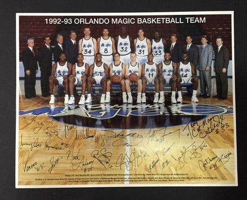 1992-93 ORLANDO MAGIC BASKETBALL 8X10 TEAM PHOTO SHAQUILLE ONEAL Rookie
