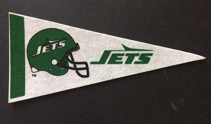 NEW YORK JETS MINI FOOTBALL PENNANT Vintage 1980’s Banner Flag 4x9 Sack Exchange