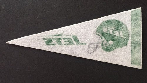 NEW YORK JETS MINI FOOTBALL PENNANT Vintage 1980’s Banner Flag 4x9 Sack Exchange