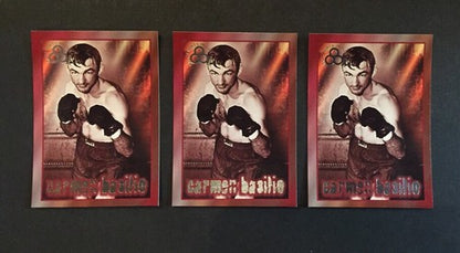 Carmen Basilio Ringside Spotlights In The Ring Blank Back 3 Boxing Card Lot Mint
