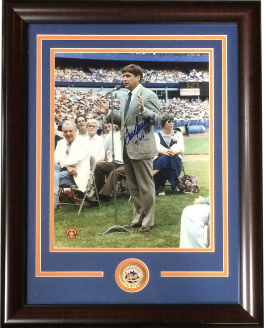 Tom Seaver day signed 11x14 photo framed Mets coin autograph ins 7-24-88 CBM COA