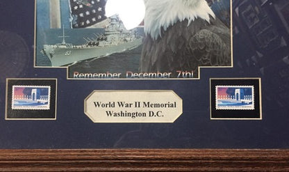 COMMEMORATING THE NATIONAL WORLD WAR II MEMORIAL  ISSUE .37 Cent STAMP FRAMED