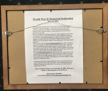 COMMEMORATING THE NATIONAL WORLD WAR II MEMORIAL  ISSUE .37 Cent STAMP FRAMED
