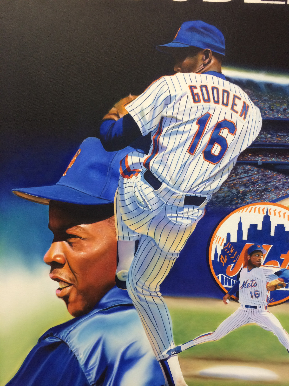 Terrence Fogarty signed original Dwight  Gooden Canvas painting auto framed 1/1