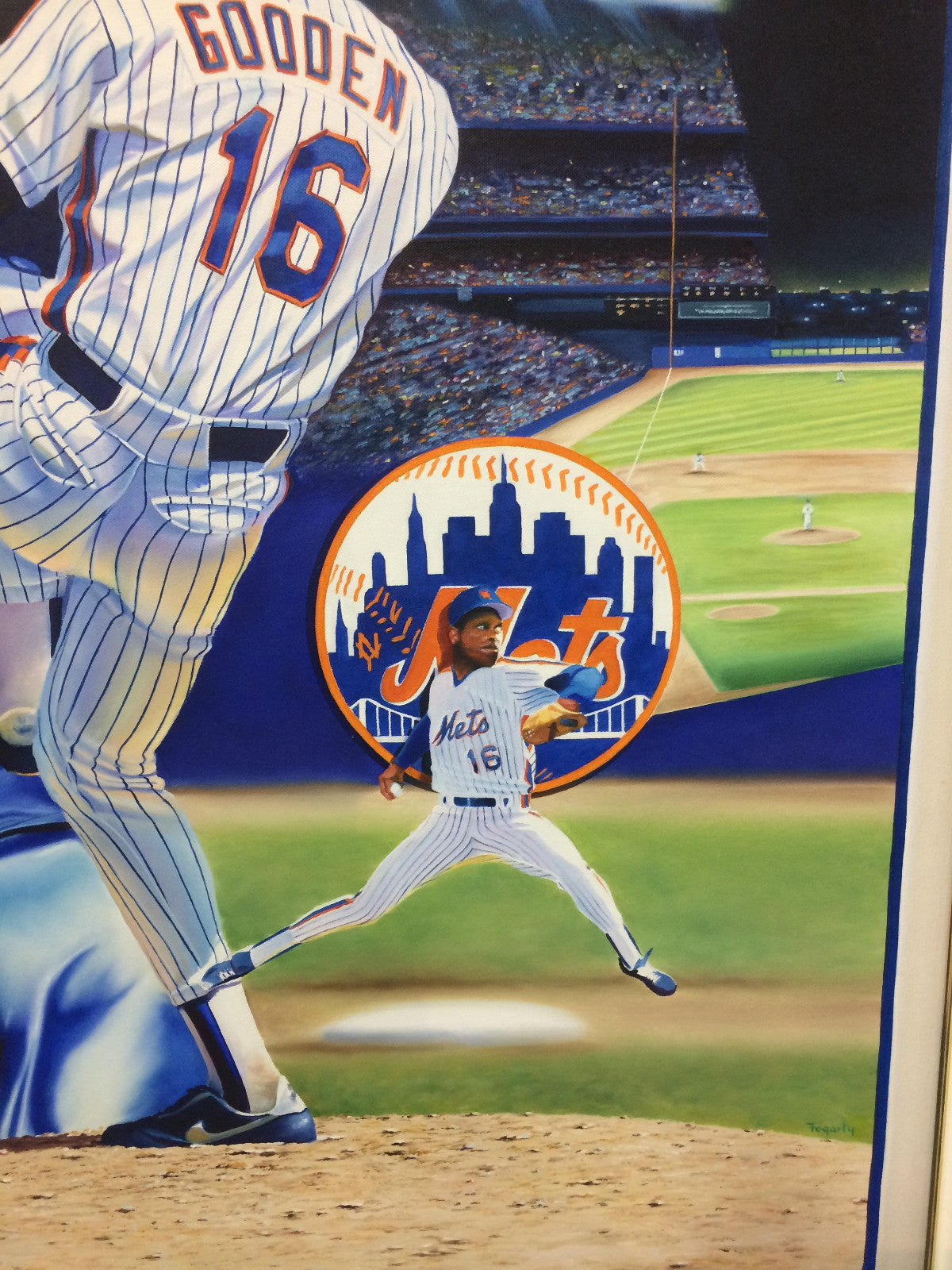 Terrence Fogarty signed original Dwight  Gooden Canvas painting auto framed 1/1