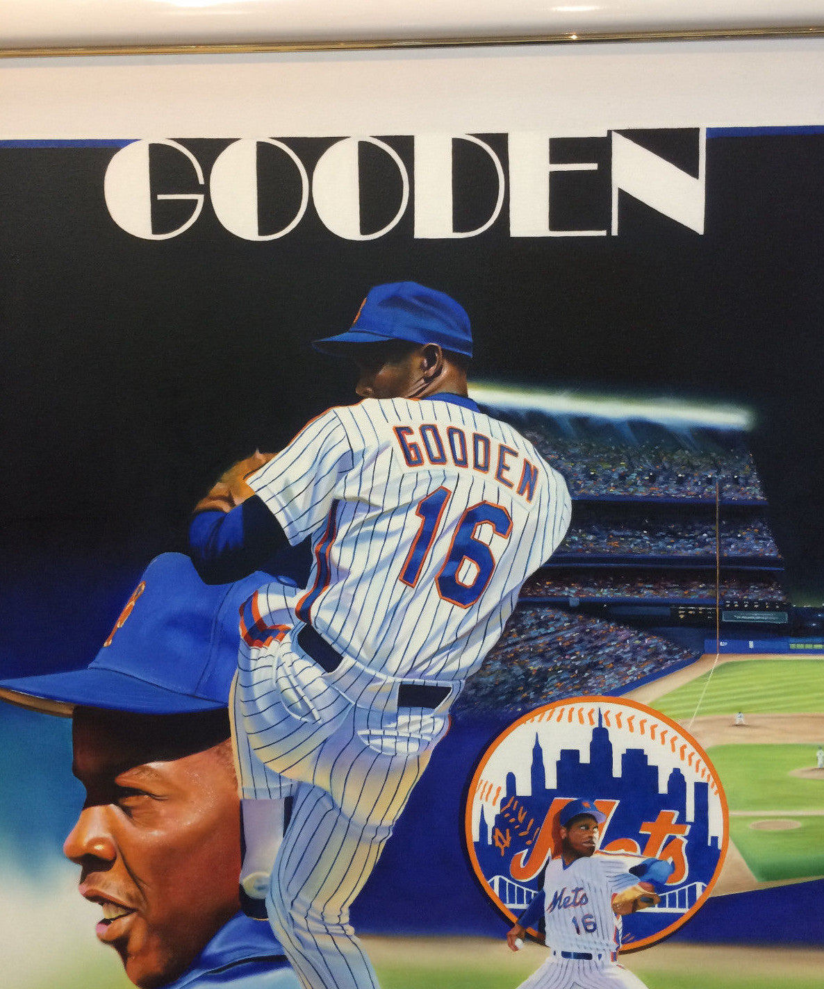 Terrence Fogarty signed original Dwight  Gooden Canvas painting auto framed 1/1