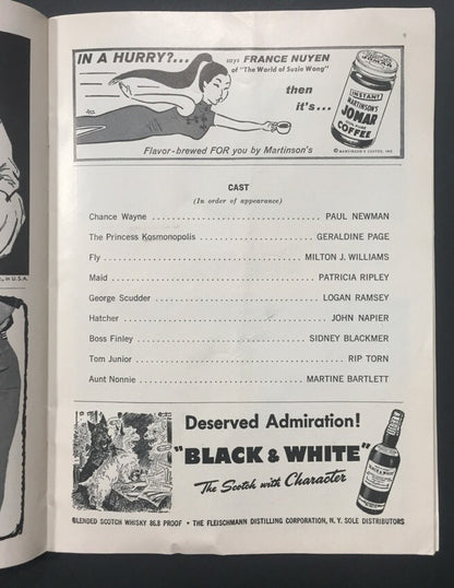 Paul Newman Sweet Bird Of Youth Playbill 1959 Geraldine Page Martin Beck Theatre