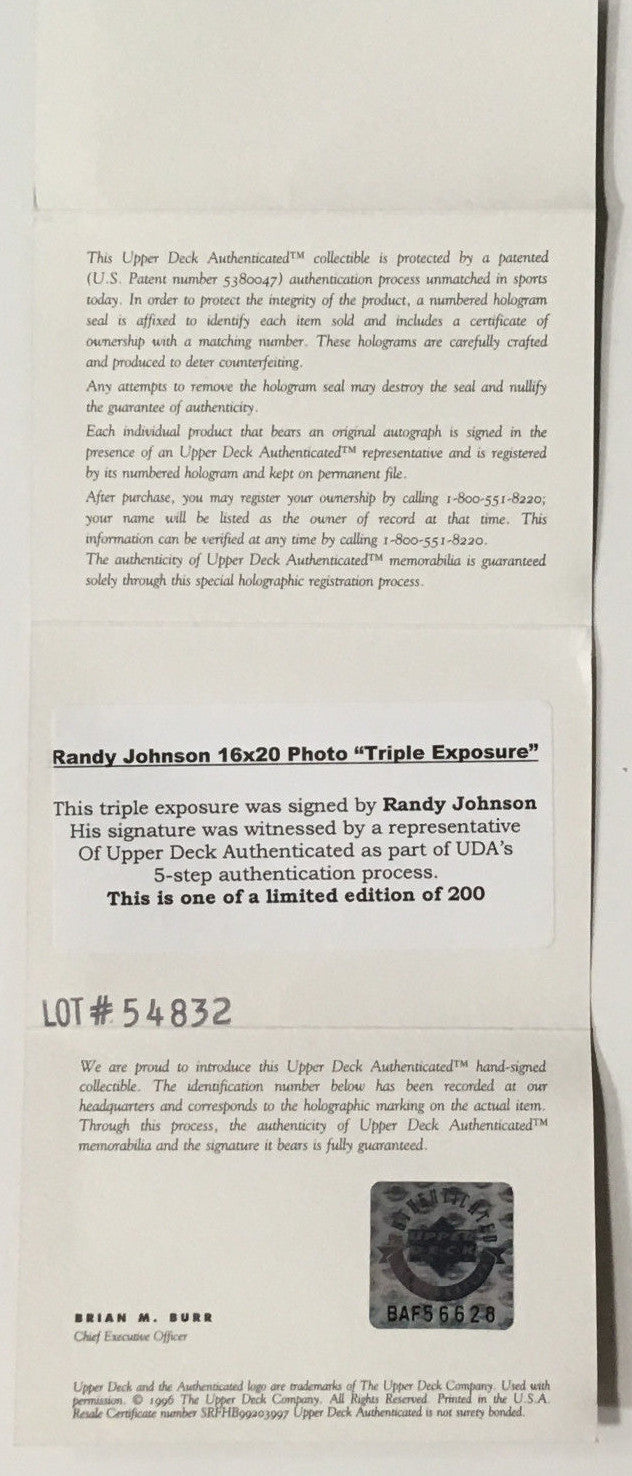 Randy Johnson Diamondbacks signed 16x20 framed photo autograph HOF UDA COA /200