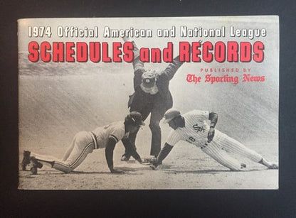 1974 Official BaseBall A.l & National League Schedule Records The Sporting News