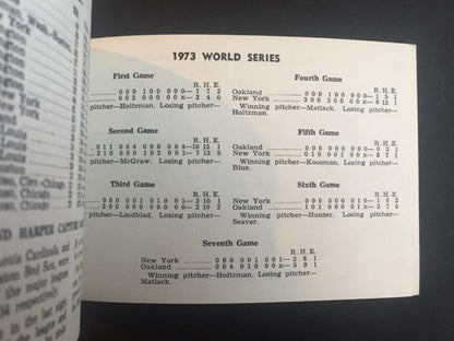 1974 Official BaseBall A.l & National League Schedule Records The Sporting News
