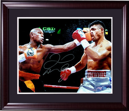 Floyd Mayweather signed 16x20 Victor Ortiz photo framed auto Beckett BAS COA