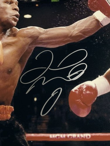 Floyd Mayweather signed 16x20 Victor Ortiz photo framed auto Beckett BAS COA