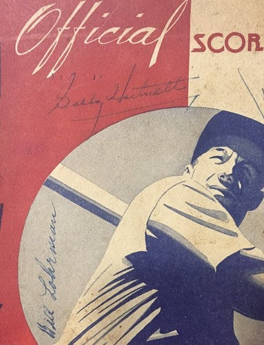 1941 Ny Giants Scorecard Polo Grounds Photo Signed Gabby Hartnett Carl Hubbell
