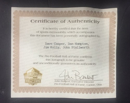 2002 Hof Signed Football Jim Kelly John Stallworth Casper Canton Hall Fame Coa