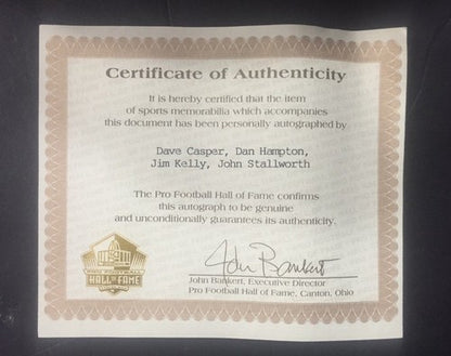 2002 Hof Signed Football Jim Kelly John Stallworth Casper Canton Hall Fame Coa