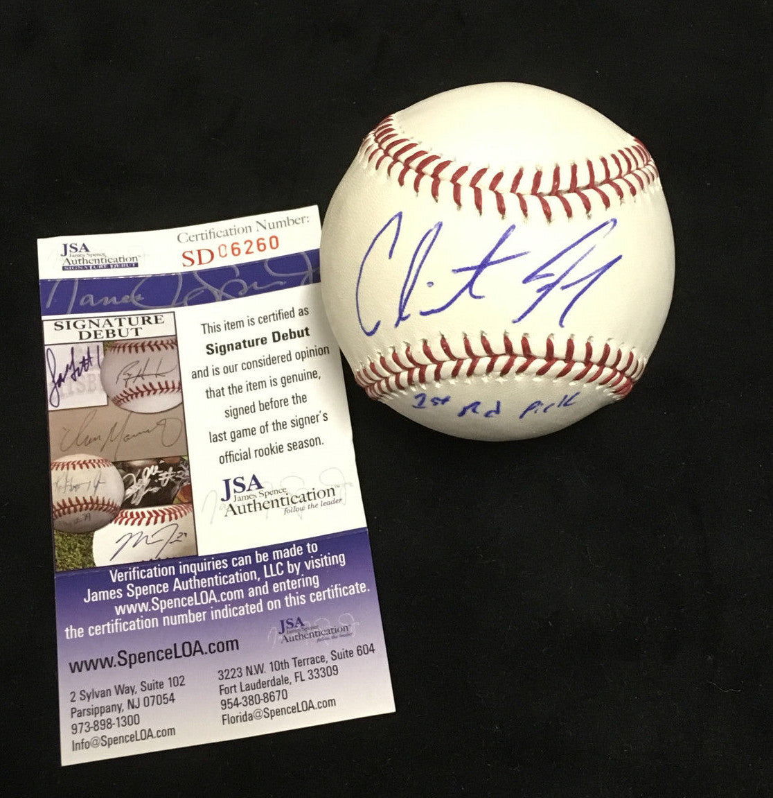 Clint Frazier Yankees signed MLB baseball ins 1st rd pick rookie auto JSA COA