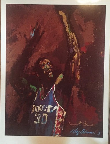Leroy Neiman 1976 George Mcginnis philadelphia 76ers Poster Lithograph 35x26 ABA