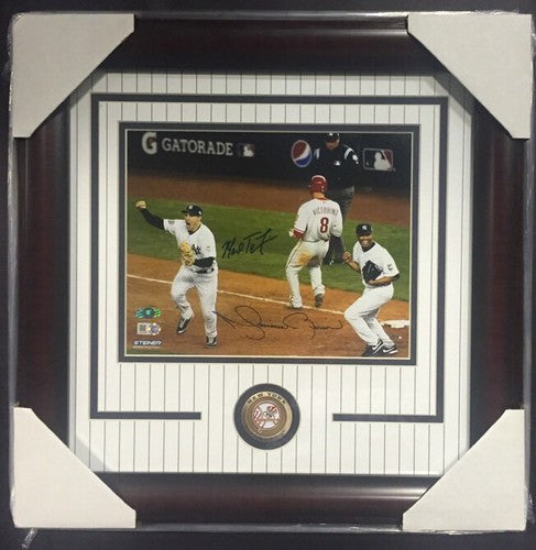 Yankees 2009 WS Last Out Mariano Rivera & teixeira Signed Photo Framed Steiner